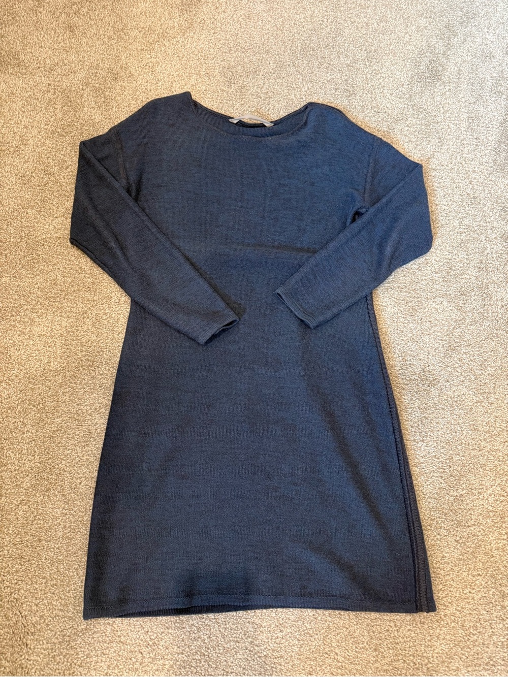 Athleta Navy Long-Sleeve Knit Shift Dress